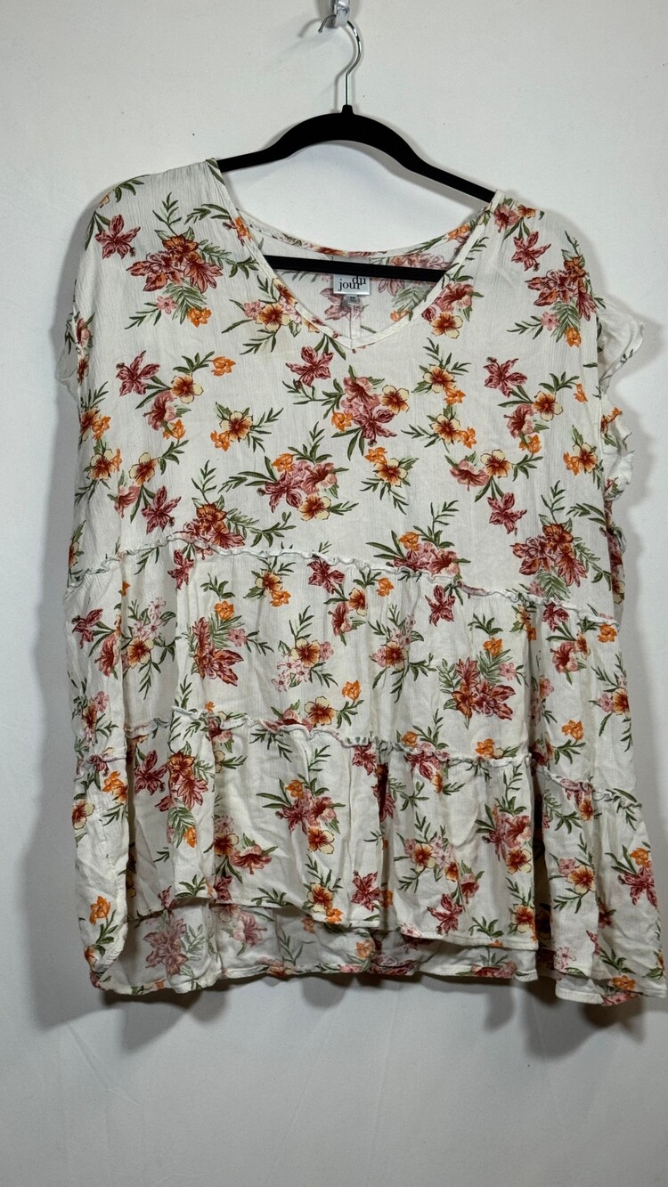 belle du jour 3X floral blouse long sleeve lightweight top